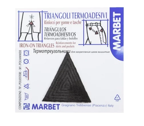 Термотреугольники Marbet для закрепления швов вышитые, 3,5 см, 4 шт., т.серый