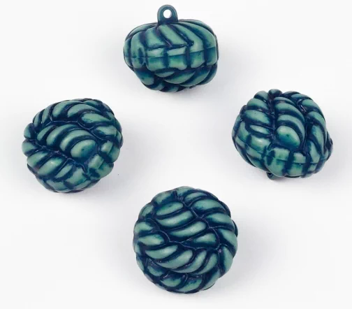 Пуговица, Union Knopf, "Рогалик", на ножке, пластик, цвет оттенки зеленого, 23 мм