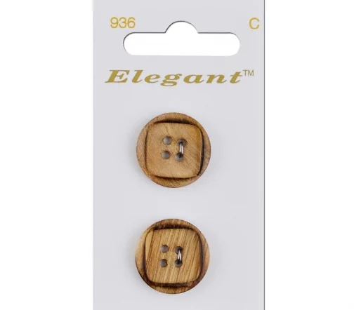 Пуговицы Elegant, арт. 936 Е, 4 отв., 19 мм, оливковое дерево, 2 шт., бежевый
