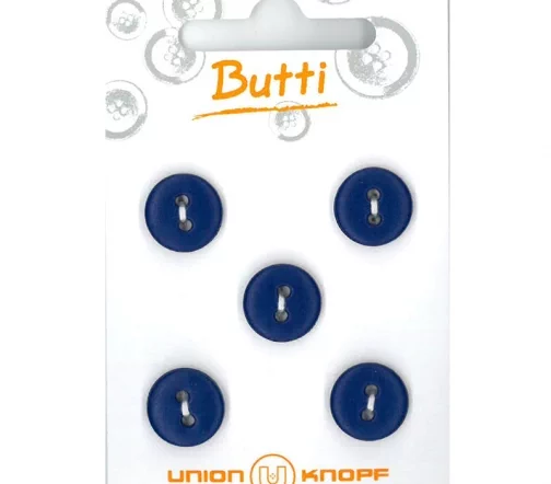 Пуговицы, Union Knopf, 2 отв., пластик, цв. синий, 12 мм, 5 шт., 81110