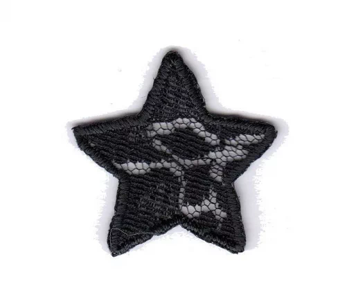 Термоаппликация "Звезда малая кружевная черная", 3,5 x 3,5 см, арт. 569524.B