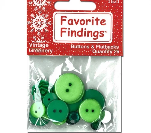 Пуговицы, Favorite Findings "Зеленый винтаж", 26 шт