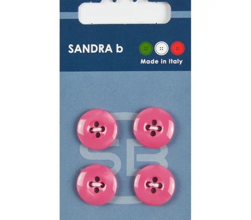 Пуговицы Sandra, 15 мм, 4 отв., пластик, 4 шт., темно-розовый, арт. CARD045