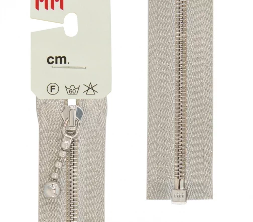 Молния Riri металл люрекс, разъёмная, 1 замок 4мм 65см, подвеска Kuke, цвет 3200, серебро