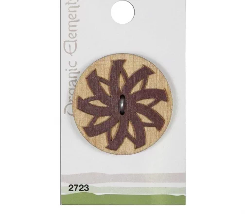 Пуговица Organic Elements, 2 отв., 38 мм, дерево, 1 шт.