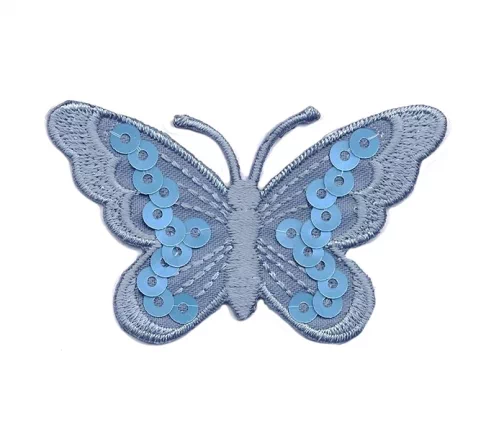 Термоаппликация "Бабочка с пайетками", 3,8 х 6,2 см, голубой, арт. 569477.G