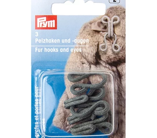 261455 Крючки и петли для меховых изделий (сталь), серый цв., 3шт, Prym