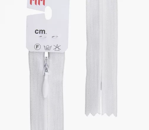 Молния Riri потайная неразъёмная, 3мм, 65см, цвет 2101, белый