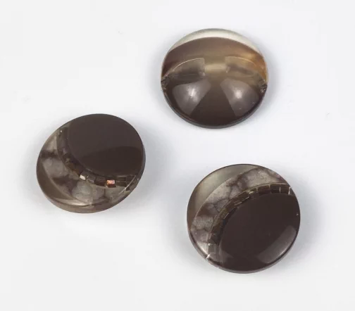 Пуговицы, Union Knopf, круглые, с полосой бисера внутри, на ножке, пластик, цвет коричневый, 23 мм