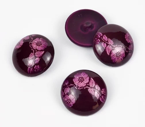 Пуговица, Union Knopf, "Цветы", на ножке, пластик, цвет розово-сиреневый, 28 мм