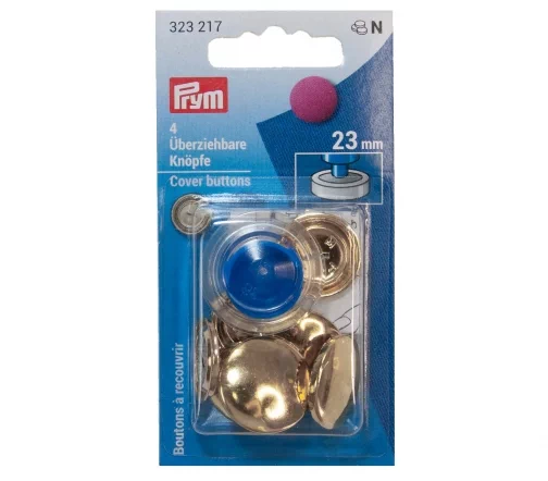 323217.Gold Пуговицы для обтяжки тканью (латунь), золотой цв., 23 мм, с инстр., 4 шт, Prym