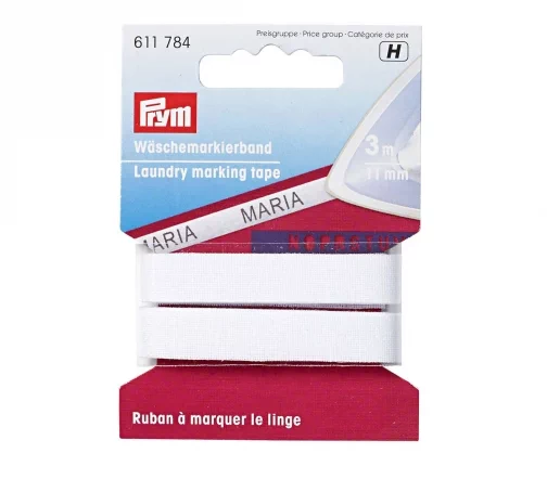 611784 Лента для маркировки белья приутюживающаяся, хлопок, 11 мм, белый цв. Prym
