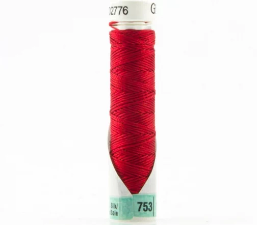 Нить Silk R 753 для фасонных швов, 10м, 100% шелк, цвет 026 огненно-красный, Gutermann 703184