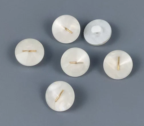 Пуговицы, Union Knopf, "Круглые, вытянутые, с переливом", на ножке, пластик, цвет серый, 15 мм