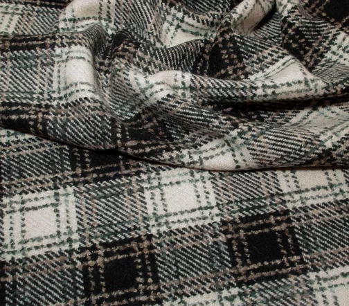 Шерсть пальтовая в черную/молочную клетку, 52450-3