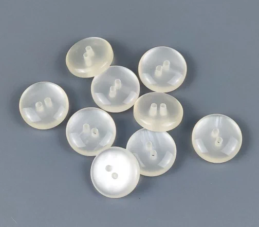 Пуговицы, Union Knopf, "Круглые, дымчатые", 2 отверстия, пластик, цвет молочный, 18 мм