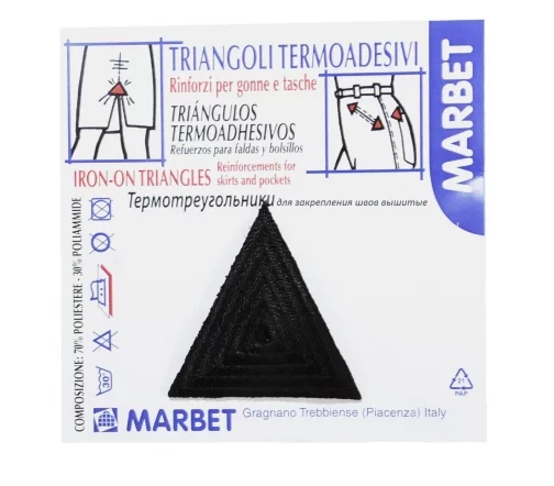 Термотреугольники Marbet для закрепления швов вышитые, 3,5 см, 4 шт., черный