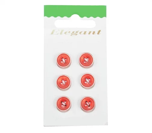 Пуговицы Disboton, 11 мм, 4 отв., пластик, 6 шт, коралловый