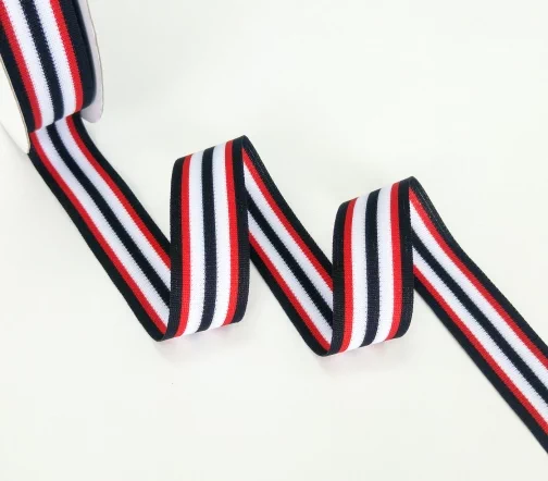 Лента лампасная в полоску, 25 мм, черный/красный/белый, R2-05-25