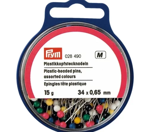 028490 Булавки с пластиковыми головками, закаленная сталь, 34х0,65мм, 15г, Prym