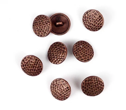 Пуговицы, Union Knopf, "Чешуя", на ножке, металл, цвет медь, 15 мм