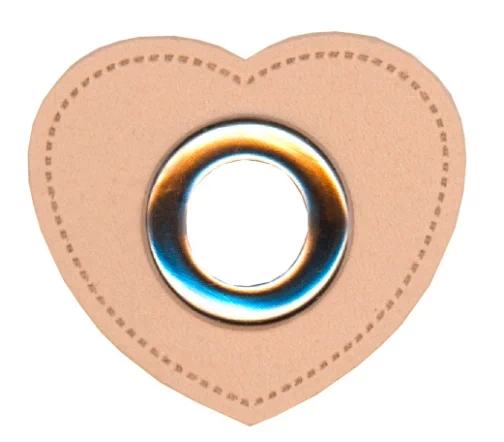 Люверс пришивной на патче HKM "Сердце", 3,5х4см, 2шт., цв. розовый, арт. 1202/28