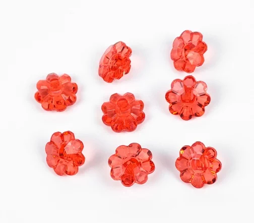 Пуговицы, Union Knopf, "Ромашка прозрачная", на ножке, пластик, цвет красный, 15 мм