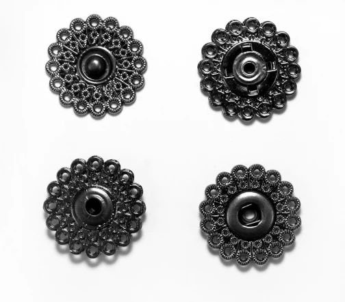Кнопки ажурные, металл, пришивные, 25 мм, цвет черный, 02-B-25