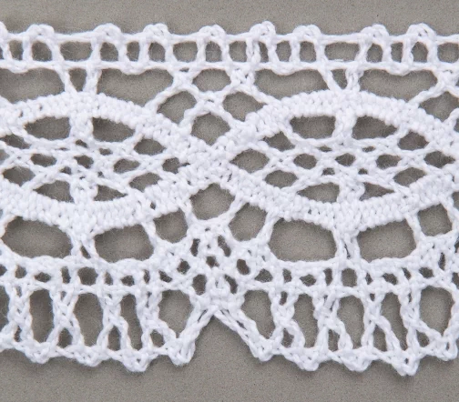 Тесьма вязаная ажурная хлопковая, ширина 45 мм, цвет белый, 50-1414-01