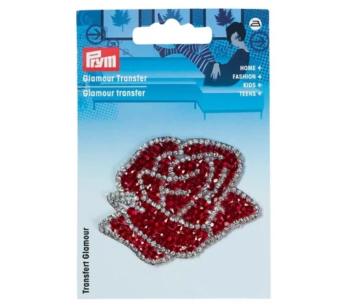 926665 Термоаппликация "Роза" 6,6х5 см, красный/серебро цв., Prym
