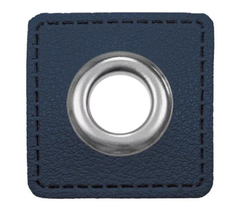 Люверс пришивной на патче HKM "Квадрат", 3,3см, 2шт., цвет т-синий, арт. 1200/4