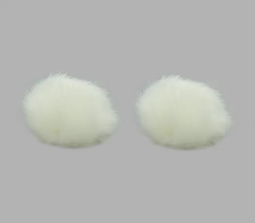Помпон из иск. меха (кролик), d-6см, 2шт/упак (O белый), арт. 7723349-O