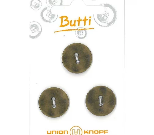 Пуговицы, Union Knopf, 2 отв., металл, цв. бронза, 18 мм, 3 шт., 81171