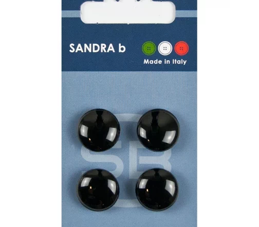 Пуговицы Sandra, на ножке, 15 мм, пластик, 4 шт., цвет черный, CARD156