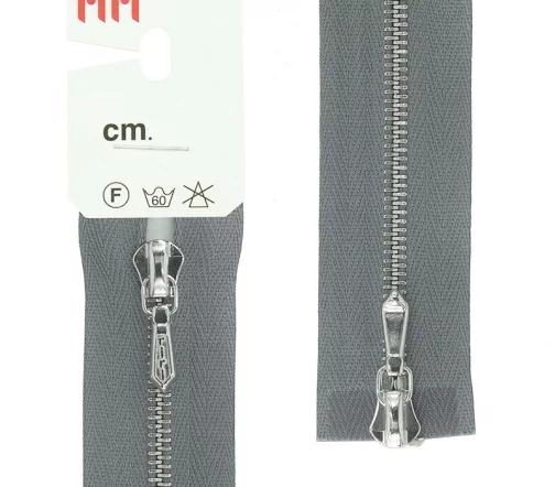Молния RiRi металл, Ni, слайдер Tropf, 4 мм, разъёмная 1 замок, 100 см, цвет 2119, серый