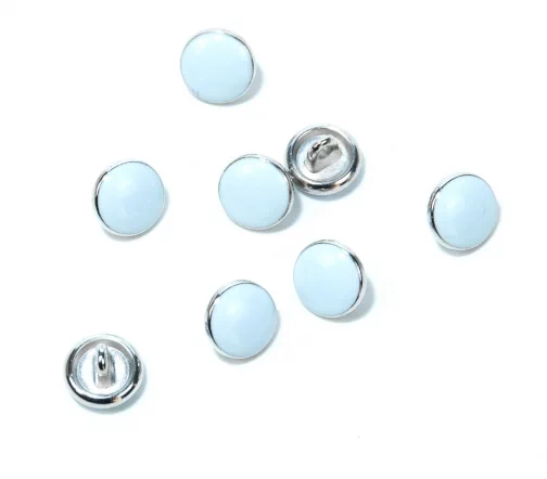 Пуговица Union Knopf, на ножке, металл/пластик, цвет голубой/серебро, 10 мм