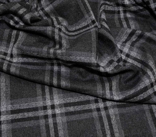 Шерсть плательная в клетку черно-серых оттенков, 00608