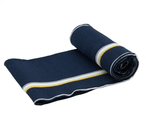 Подвяз трикотажный с полосками, 13см*125см, арт. ГД15042-1, т.син/сер/бел/серебро/зол