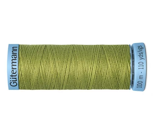 Нить Silk S303 для тонких швов, 100м, 100% шелк, цвет 582 зеленая горчица, Gutermann 744590