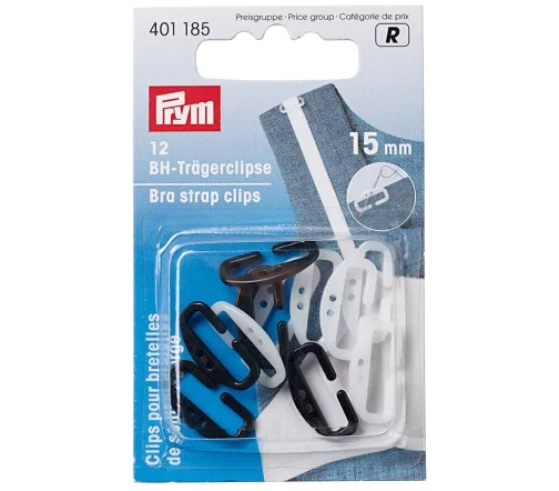 401185 Держатель для бретелей пластик 15 мм черный/белый, упак./12 шт., Prym