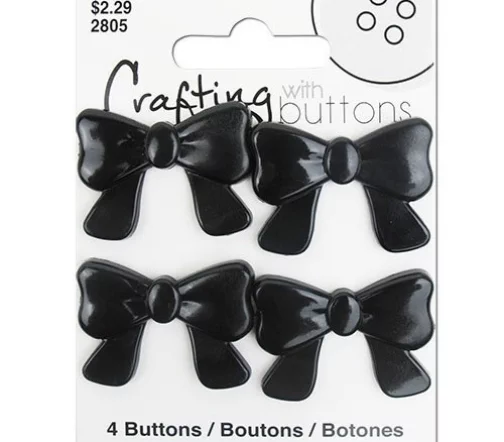 Пуговицы "Банты", серия "Black&White", на ножке, пластик, 4 шт., черный