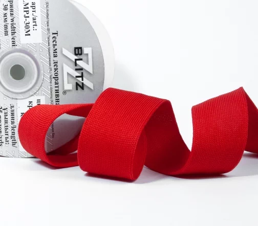 Тесьма декоративная "BLITZ" лампасная, 30 мм, цвет красный