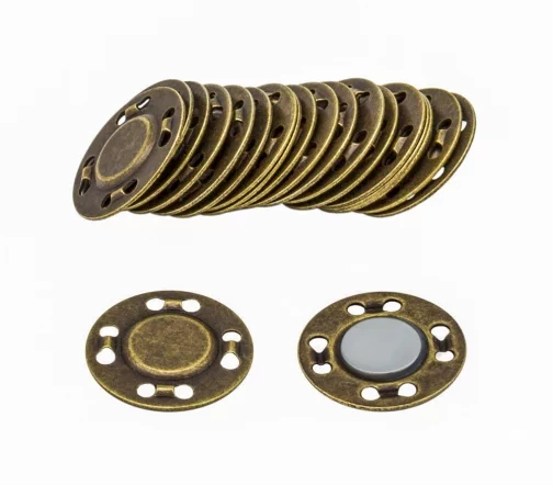 Кнопка пришивная, магнитная, металл, 20 мм, цвет бронзовый, ГДЖ13799-1