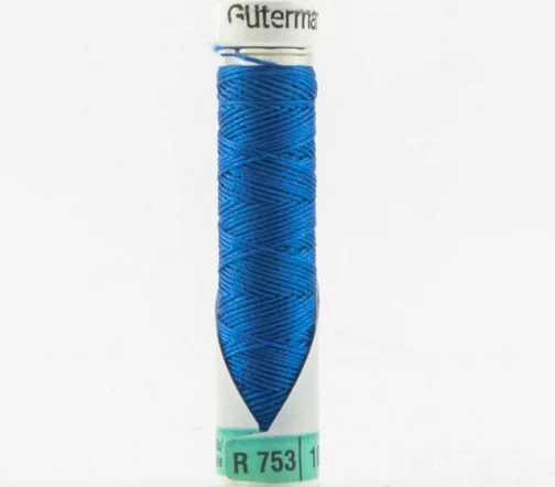 Нить Silk R 753 для фасонных швов, 10м, 100% шелк, цвет 322 синяя бирюза, Gutermann 703184