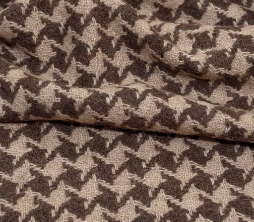 Шерсть костюмная в бежево-коричневую гусиную лапку, 00403-2