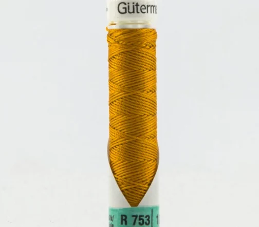 Нить Silk R 753 для фасонных швов, 10м, 100% шелк, цвет 412 охра, Gutermann 703184