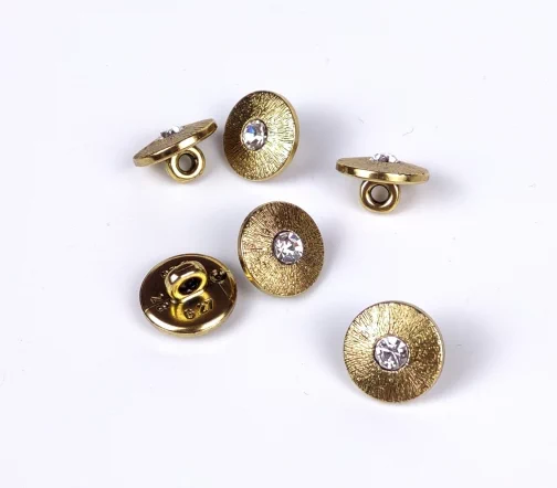 Пуговица DILL с кристаллом, на ножке, пластик, цвет золотой, 14 мм