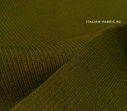 Трикотаж резинка, полушерсть, цвет хаки, ALP46-15
