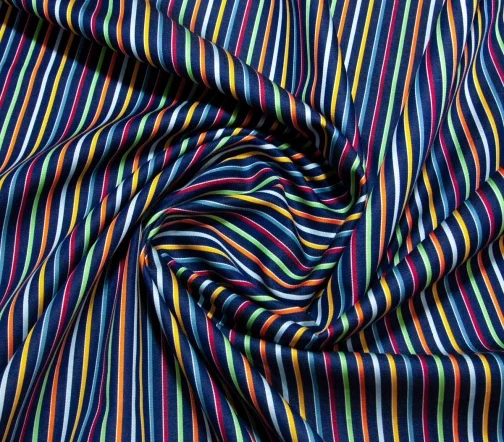 Сорочечный хлопковый жаккард в разноцветную полоску, 1092323
