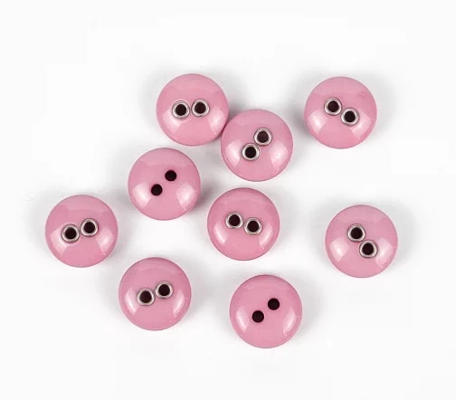 Пуговицы, Union Knopf, круглые, выпуклые, 2 отверстия, пластик, цвет темно-розовый, 14 мм